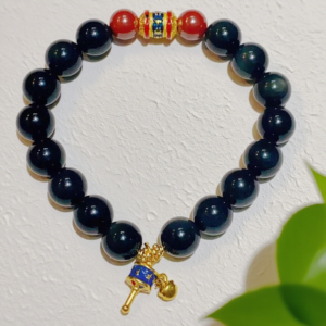 Bracelet: Obsidian Six-Syllable Mantra  H169