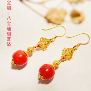 XSP074	Nanhong Flame Eight Treasures Earrings