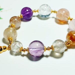 XSP056	Multi-Gem Gourd Bracelet with 18K Gold-Plated Silver Accents