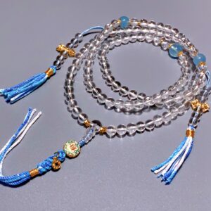 XSP051	Clear Quartz 108-Bead Mala, Blue Mist Edition