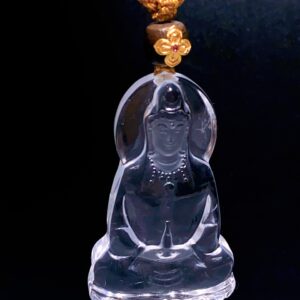 XSP057	Clear Quartz Guanyin with Vase Pendant