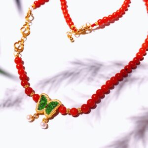 XSP033	Green Butterfly Three-Gourd Necklace
