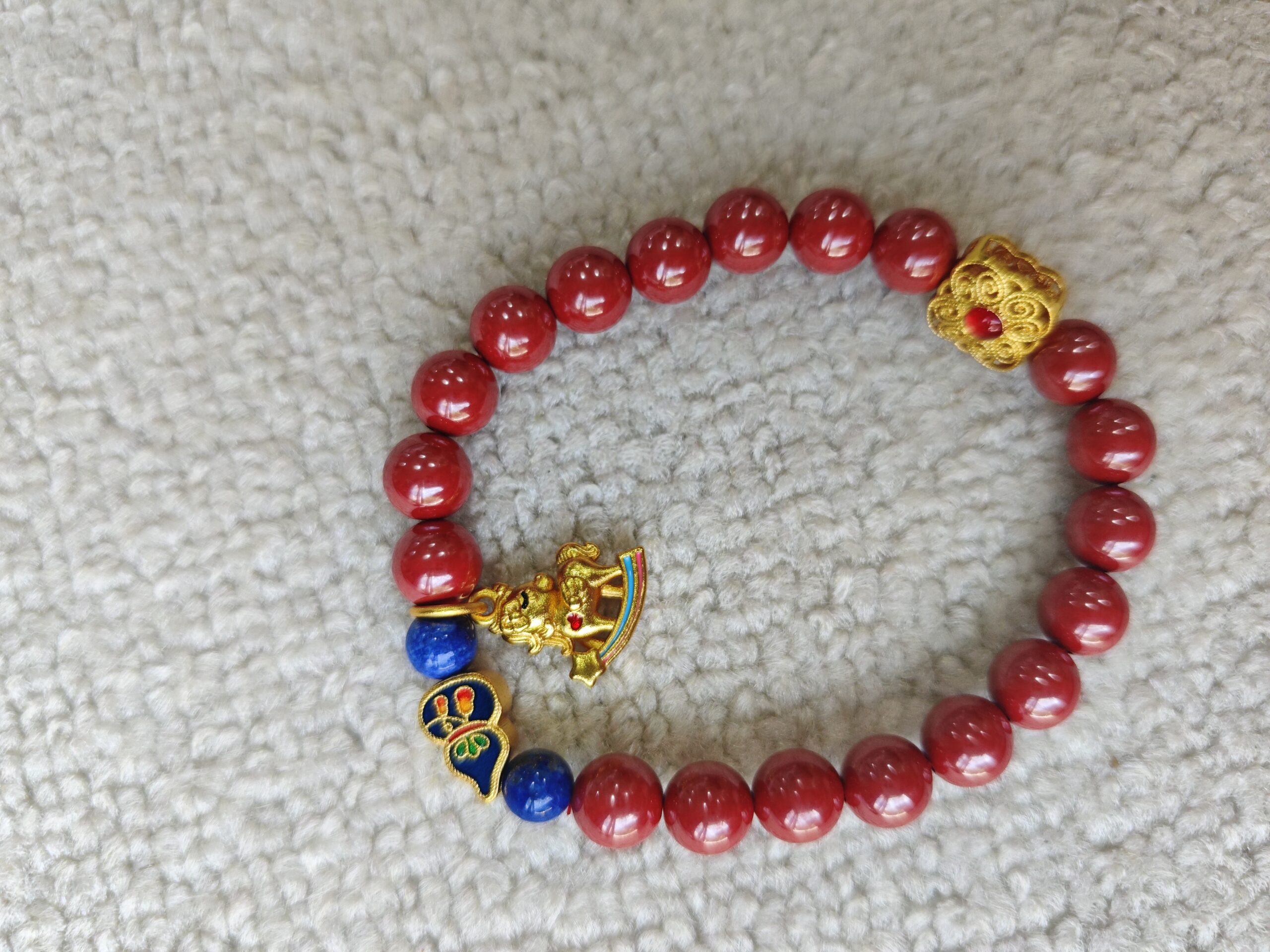 XSP040 Red Bead Star Horse Year Ruyi Bracelet